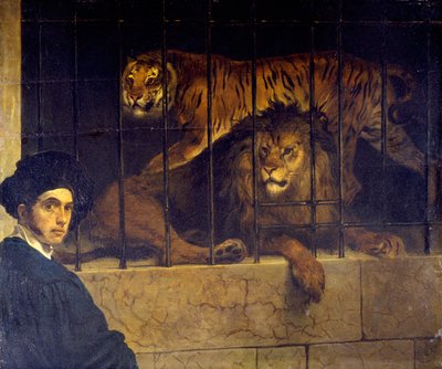 Self-portrait with Tiger and Lion by Francesco Hayez